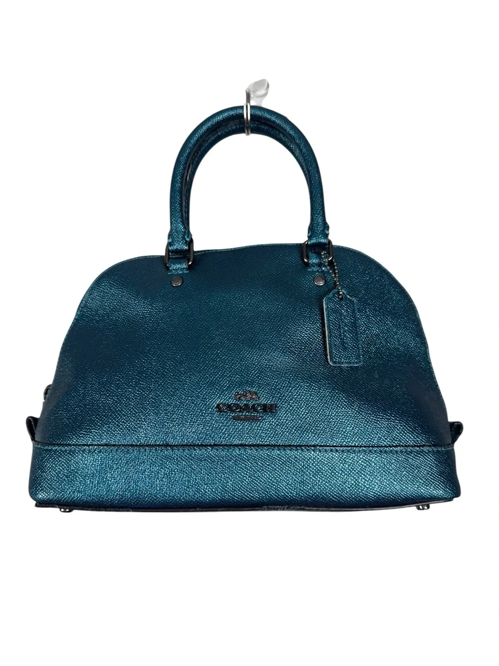 Coach Sierra Saffiano Y2K Leather Satchel Metallic Teal Blue 2017 Statement